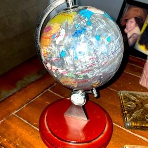 Vintage World Globe on Wooden Mahogany Base